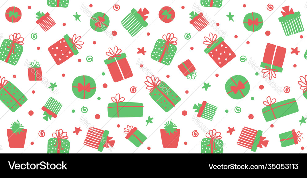 Christmas gift boxes seamless pattern cute Vector Image
