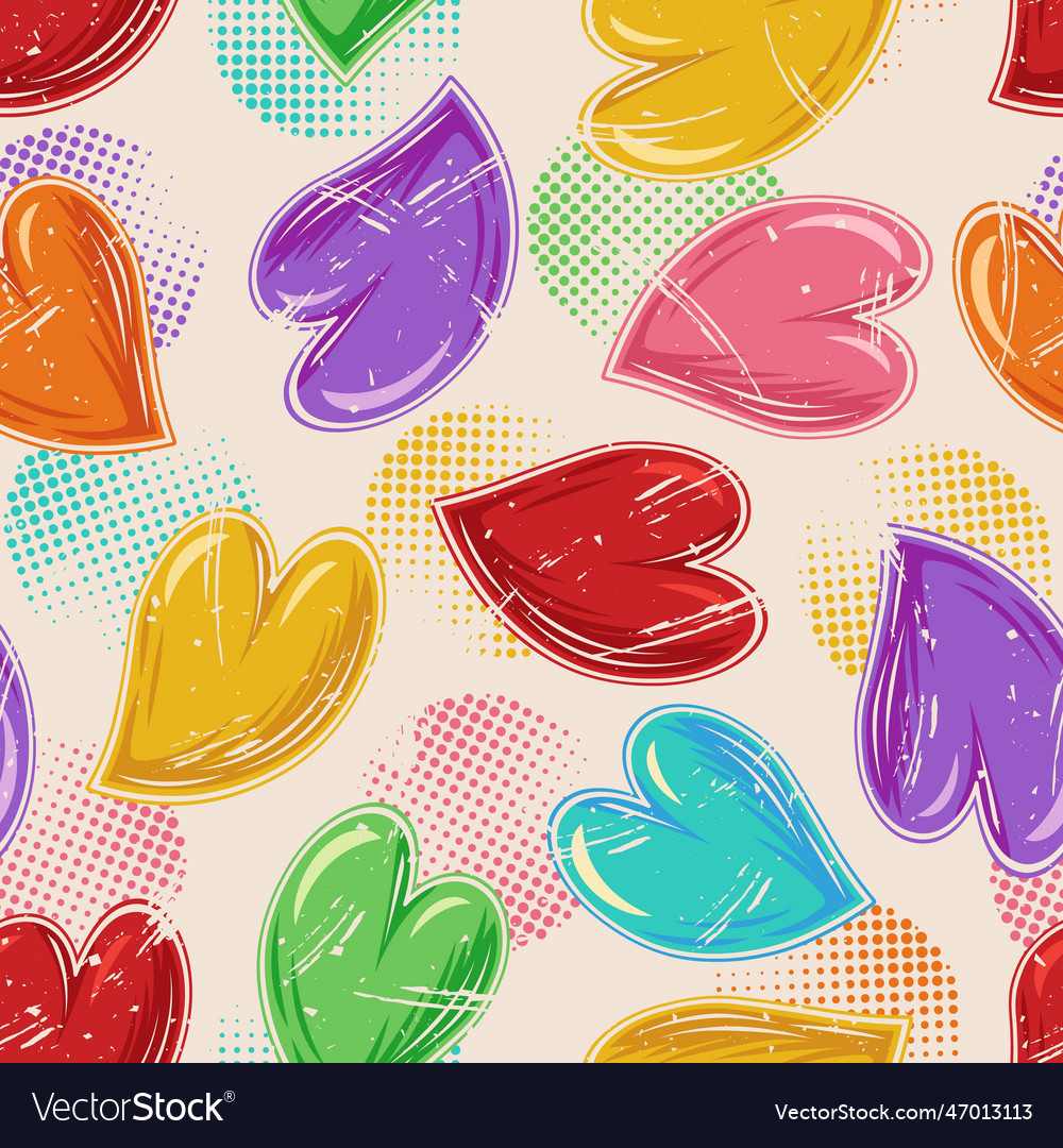 Pattern with distorted hearts halftone shapes