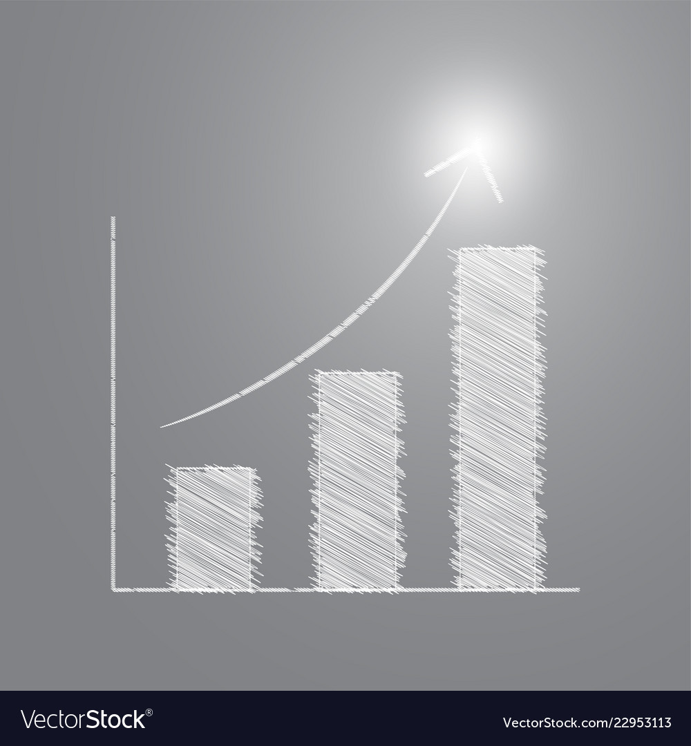 Pencil sketch bar chart with successful light Vector Image