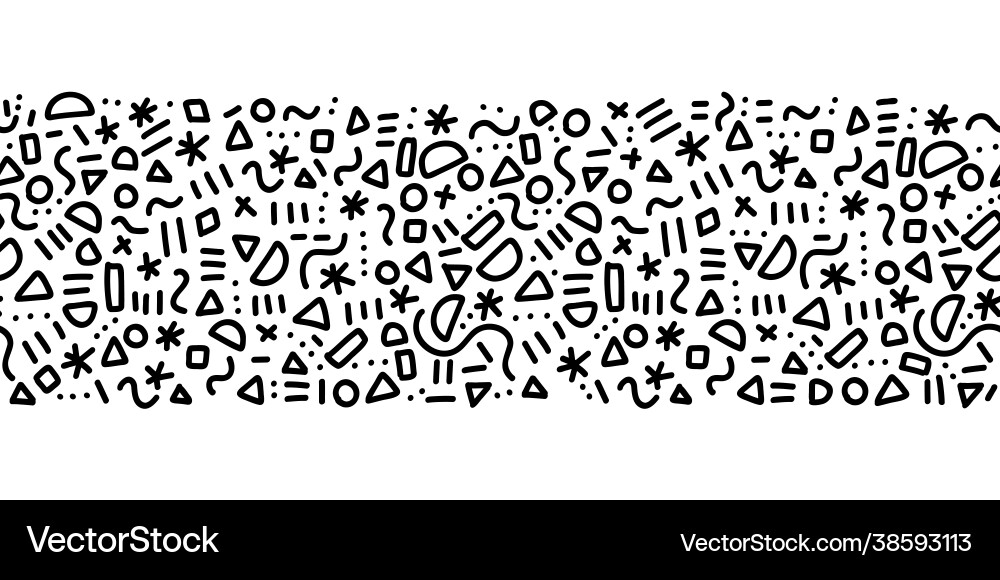 Seamless doodle border memphis style pattern Vector Image