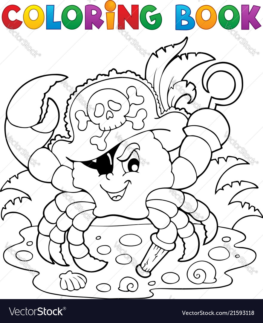coloring book with pirate crab royalty free vector image