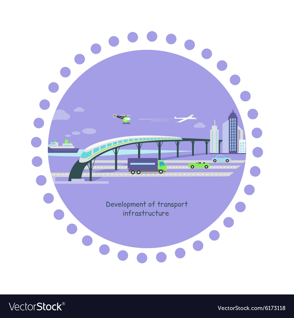 Development transport infrastructure icon flat Vector Image