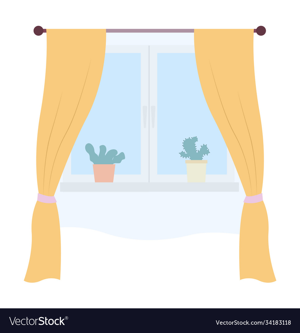 Living room window with yellow Royalty Free Vector Image