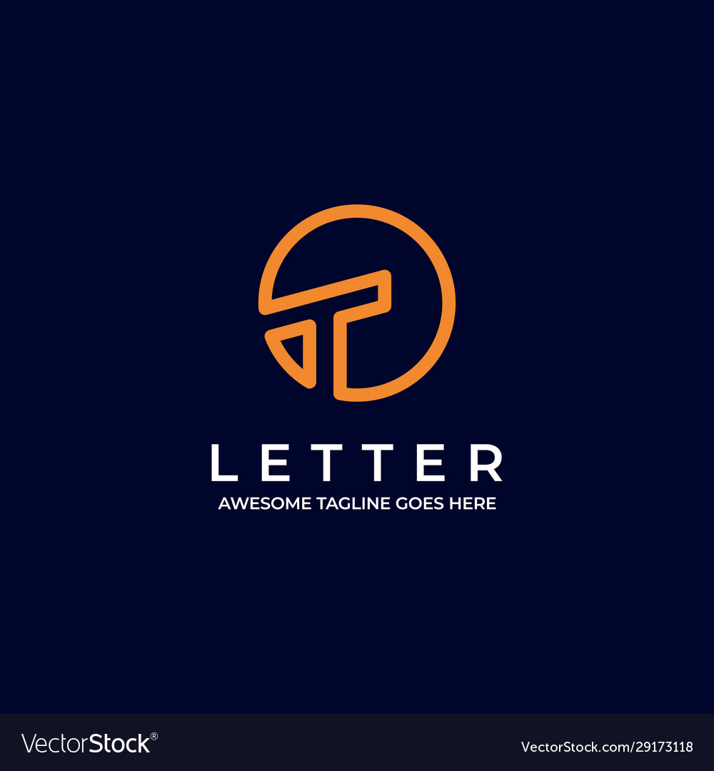 Logo circle letter t line art Royalty Free Vector Image