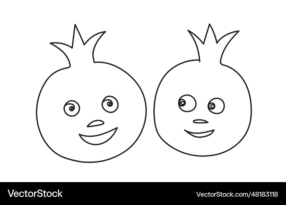 Pomegranate cartoon fruit emoji Royalty Free Vector Image