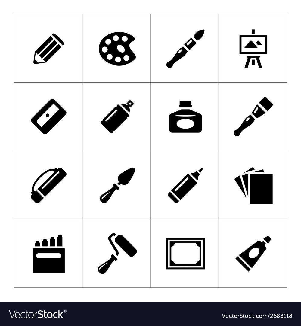 Set icons of art Royalty Free Vector Image - VectorStock