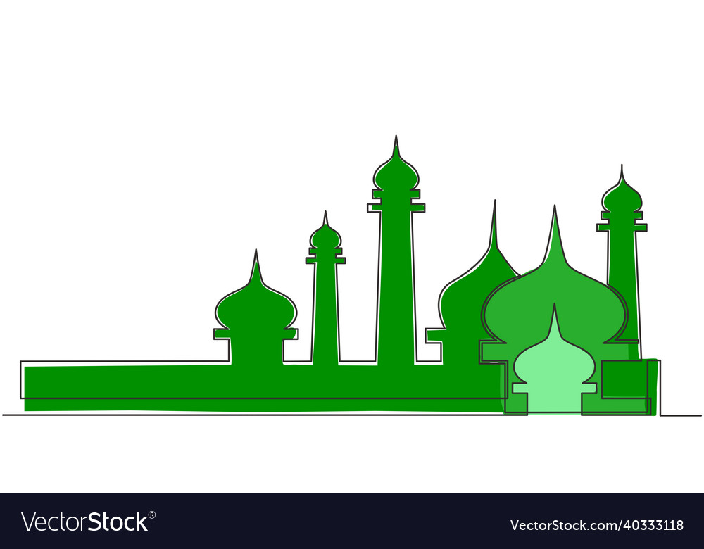 Single continuous line drawing of masjid