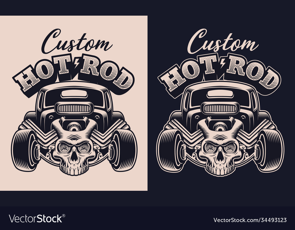 A black and white cartoon hot rod Royalty Free Vector Image