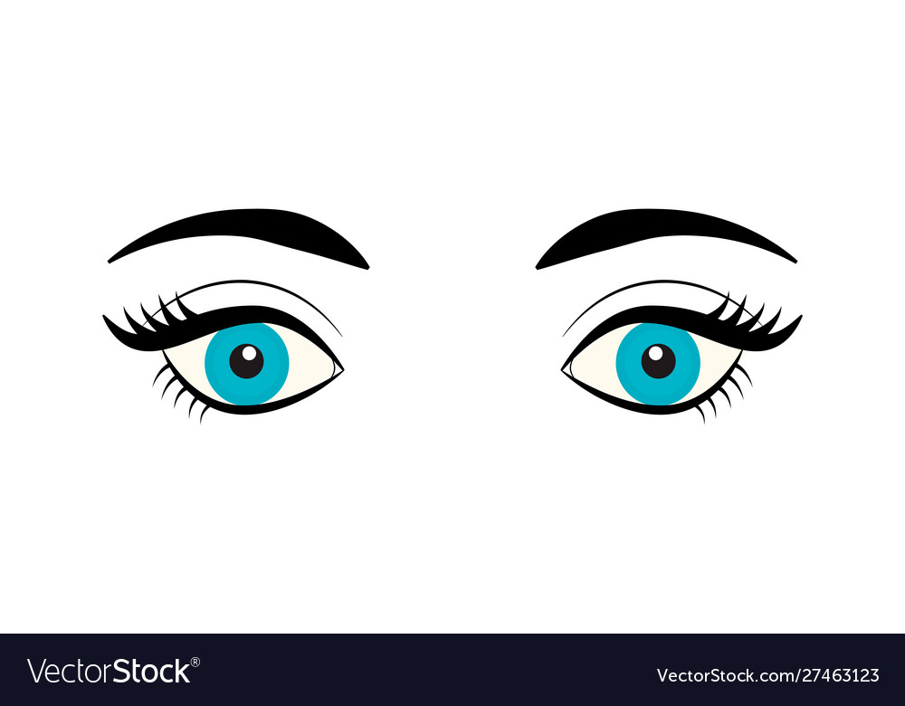 Beautiful Blue Female Eye With Eyelashes Vector Image