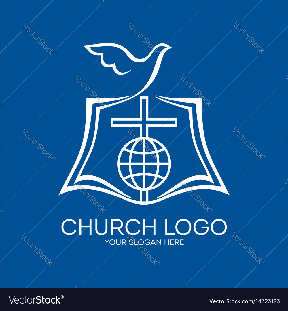 Church logo and christian symbols Royalty Free Vector Image