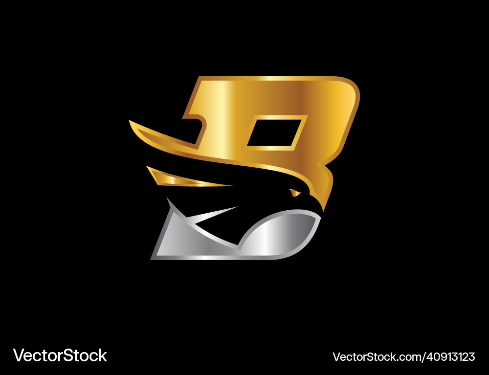 Initial b monogram letter with eagle head Vector Image