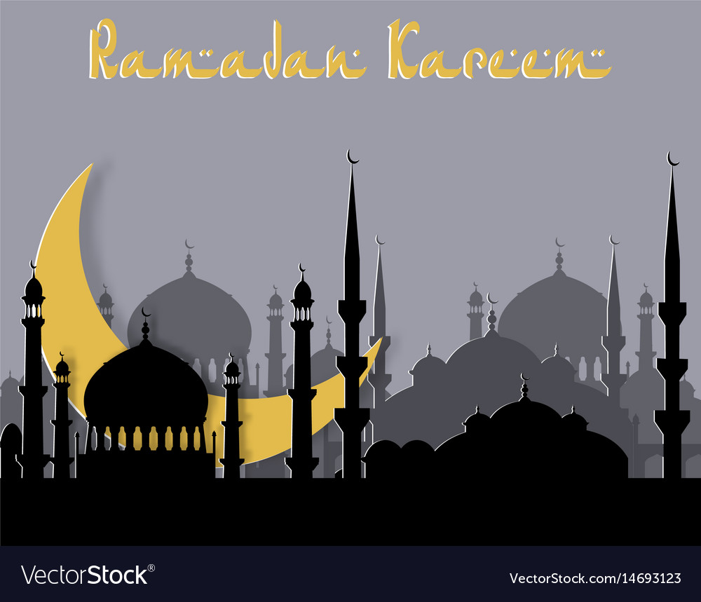 Ramadan kareem greeting card stylized drawing