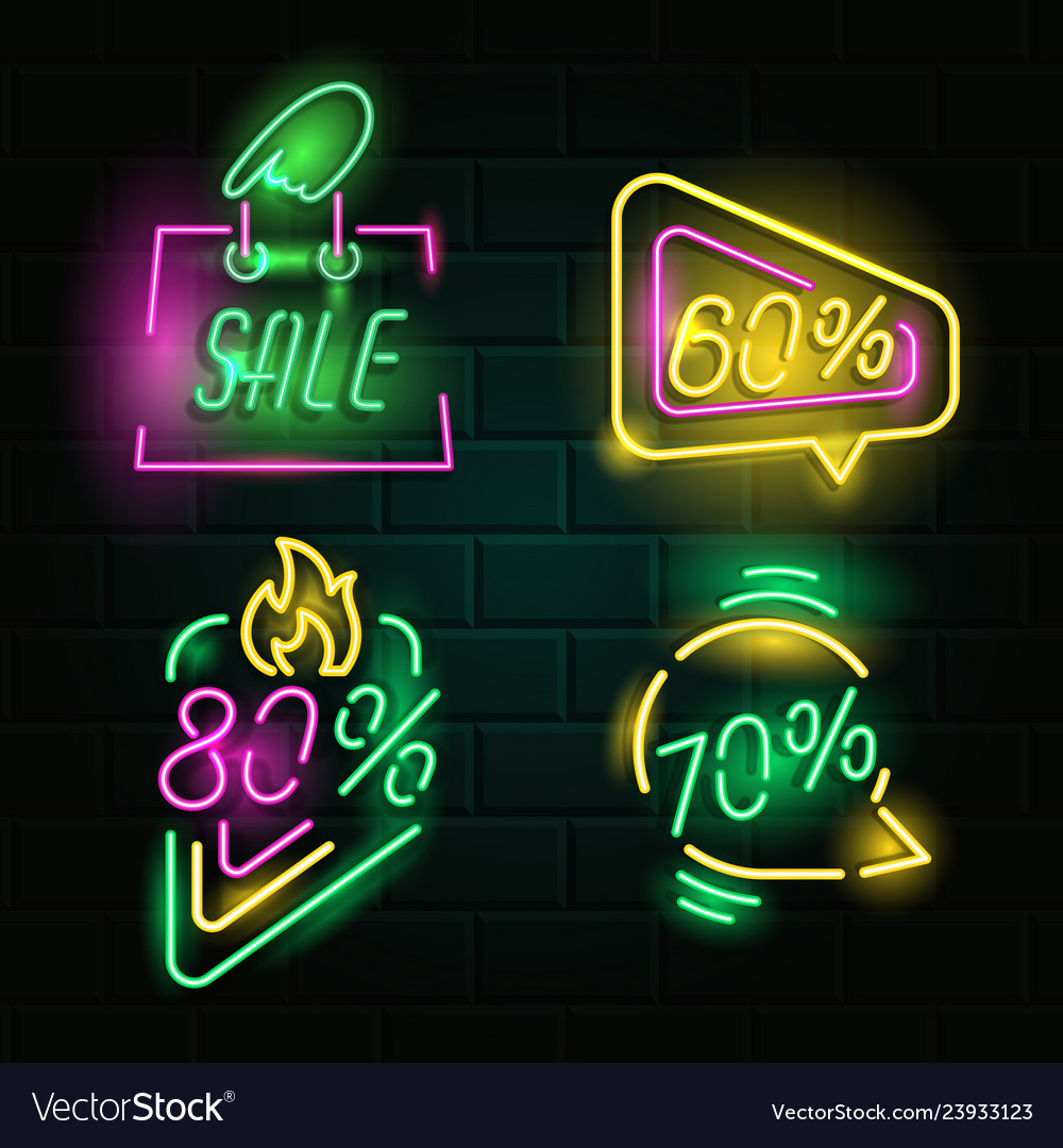 Retro neon signs Royalty Free Vector Image - VectorStock