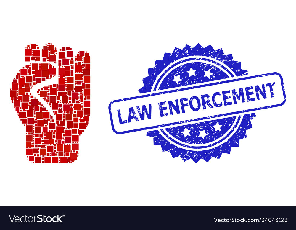 Textured law enforcement stamp and square dot Vector Image