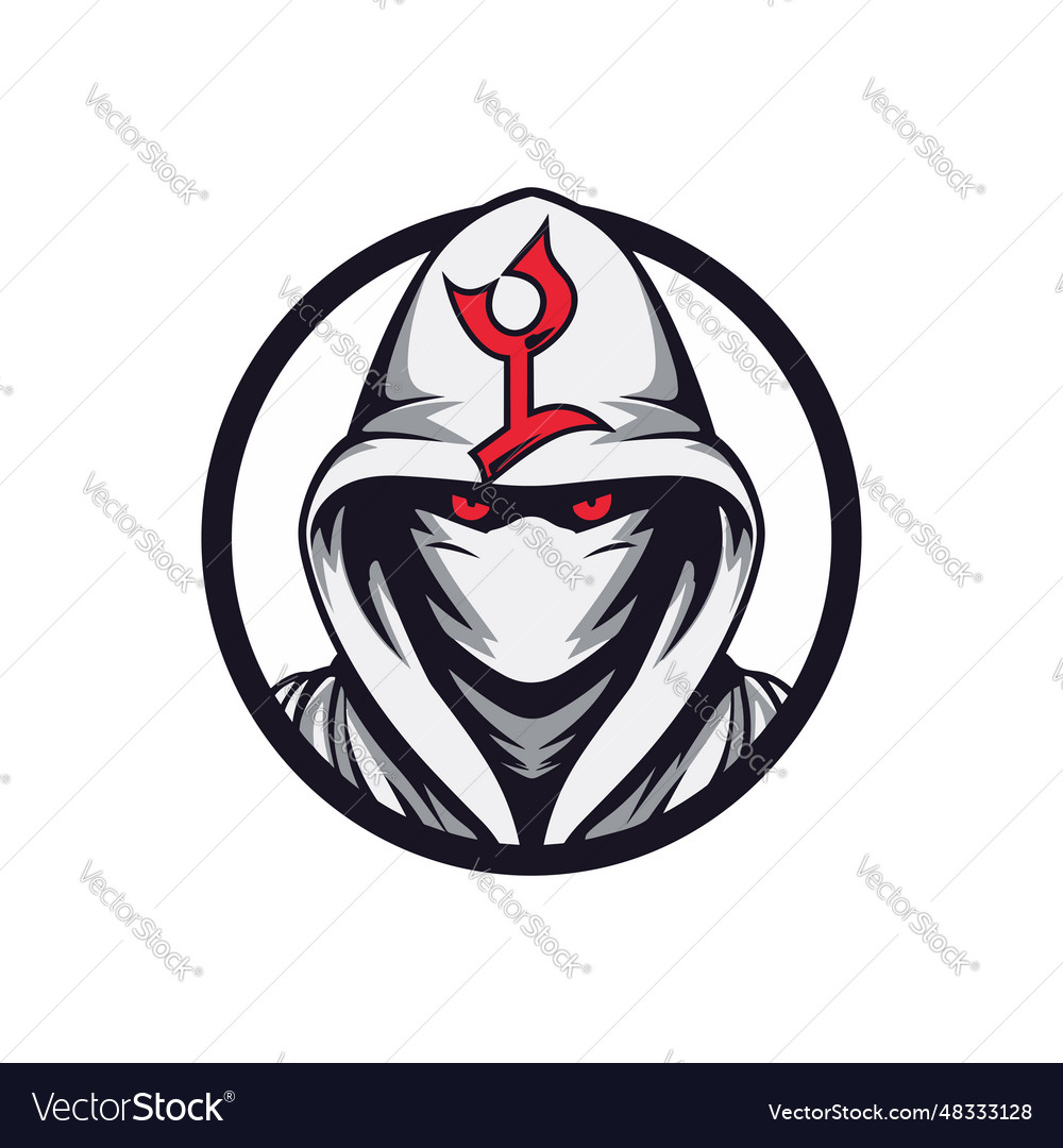 A ninja head with hood and wing Royalty Free Vector Image