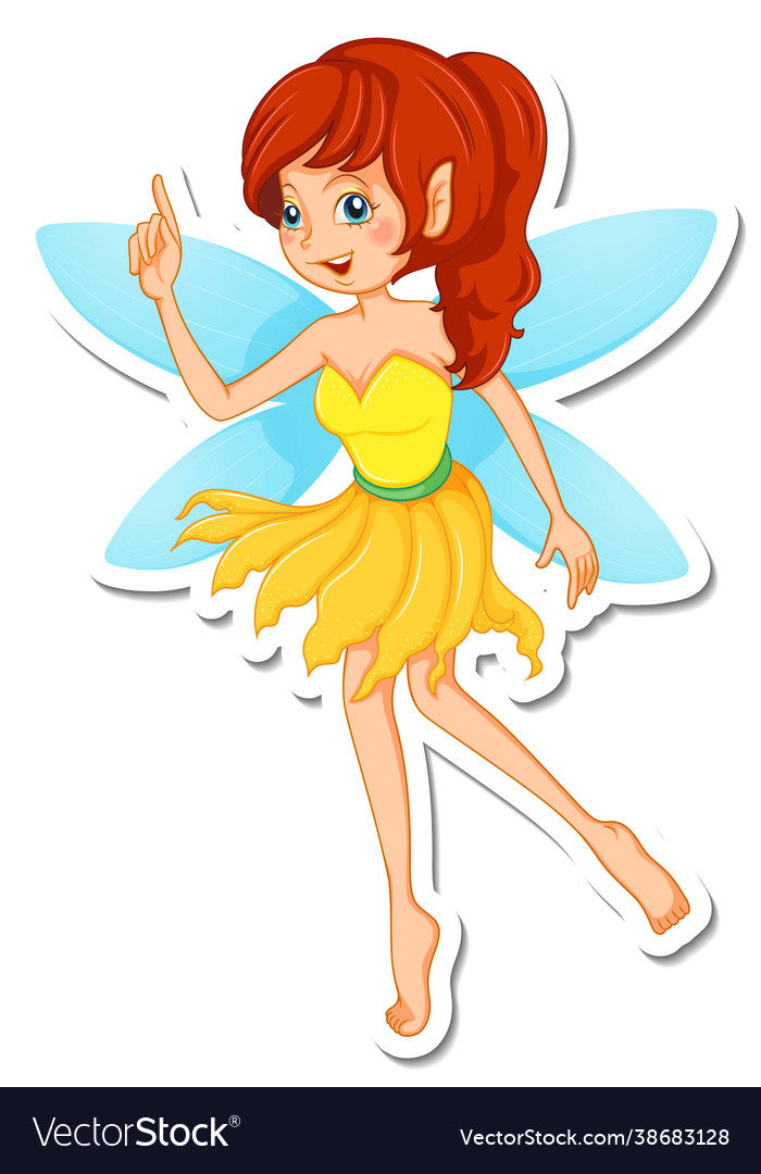 Beautiful fairy cartoon character sticker Vector Image