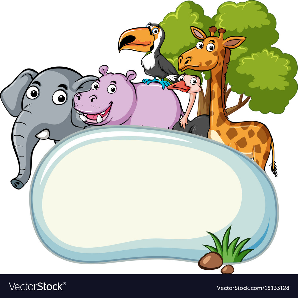 Download Border template with many animals Royalty Free Vector Image