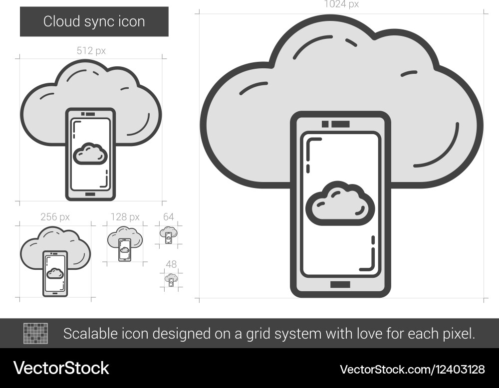 Cloud sync line icon Royalty Free Vector Image