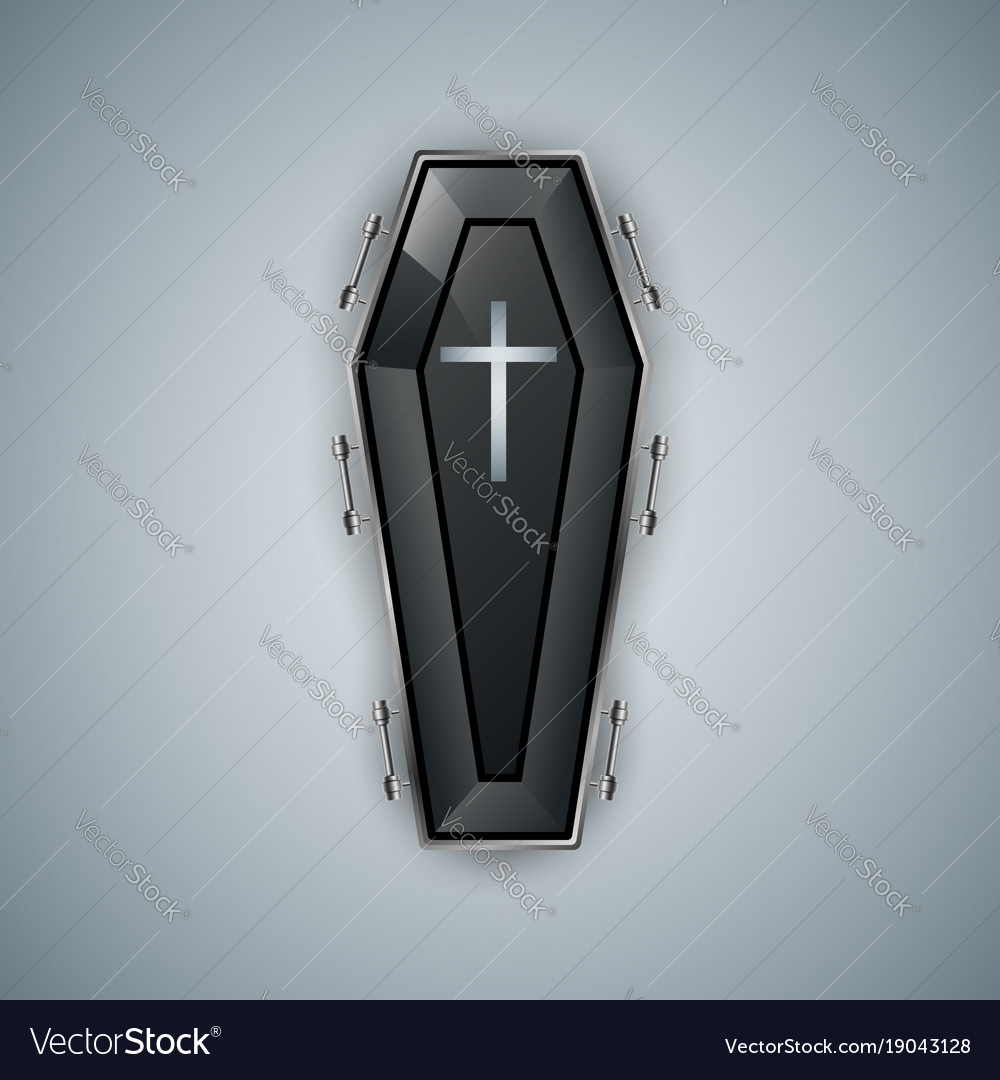 Coffin logo on the grey background Royalty Free Vector Image