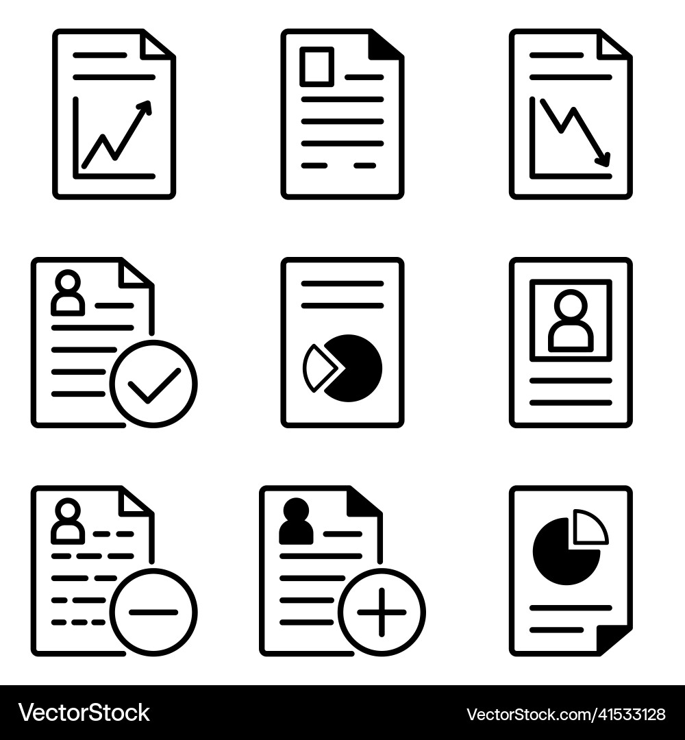 Docs flat icon set isolated on white background Vector Image