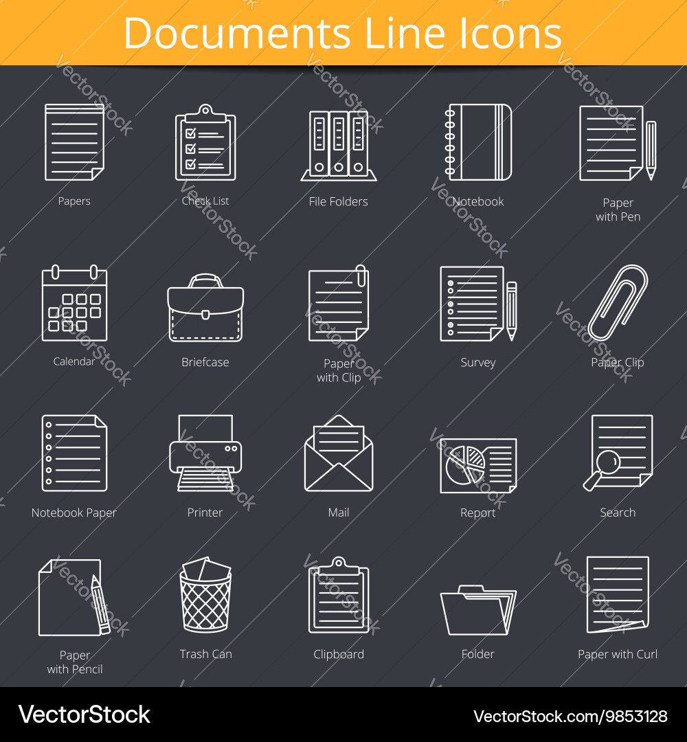 Documents icons Royalty Free Vector Image - VectorStock