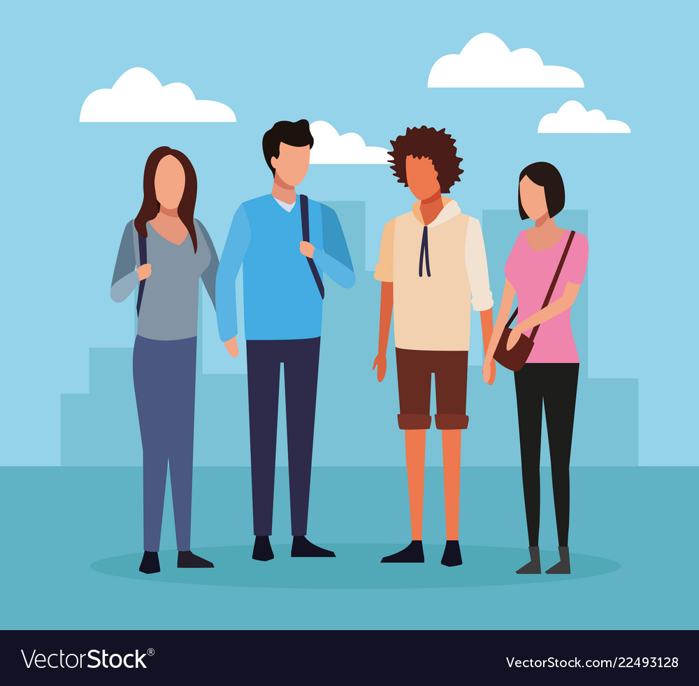 Friends meeting cartoon Royalty Free Vector Image