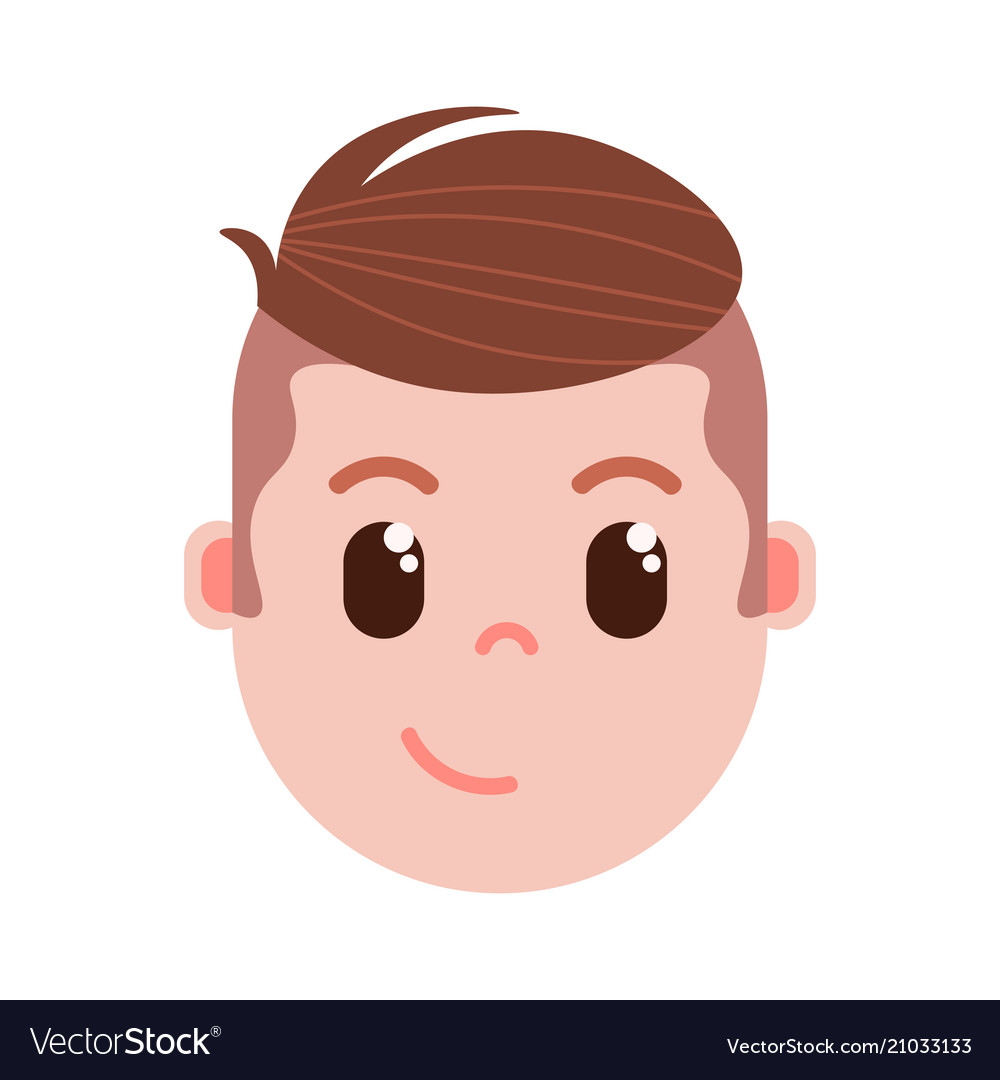 Boy head emoji personage icon with facial emotions