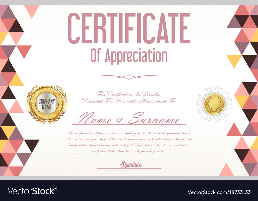 Certificate retro design template 02 Royalty Free Vector