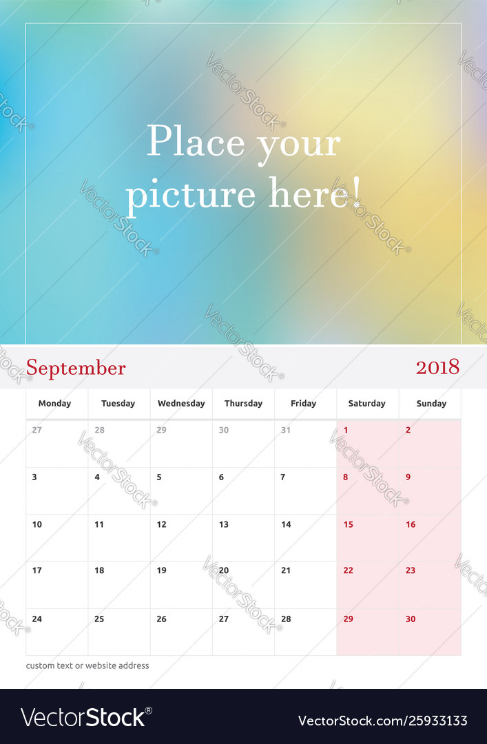 Clean calendar template Royalty Free Vector Image