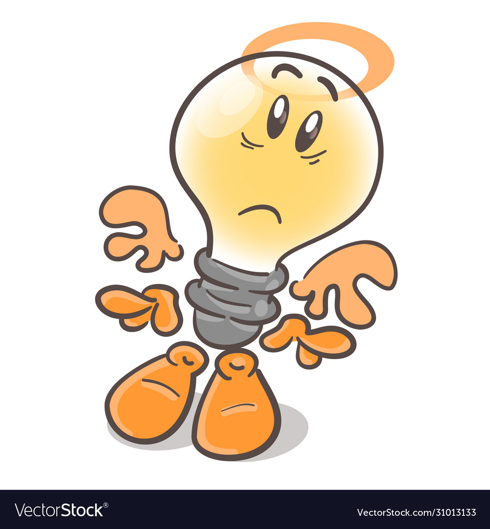 Emotional character cartoon lightbulb innocenceon