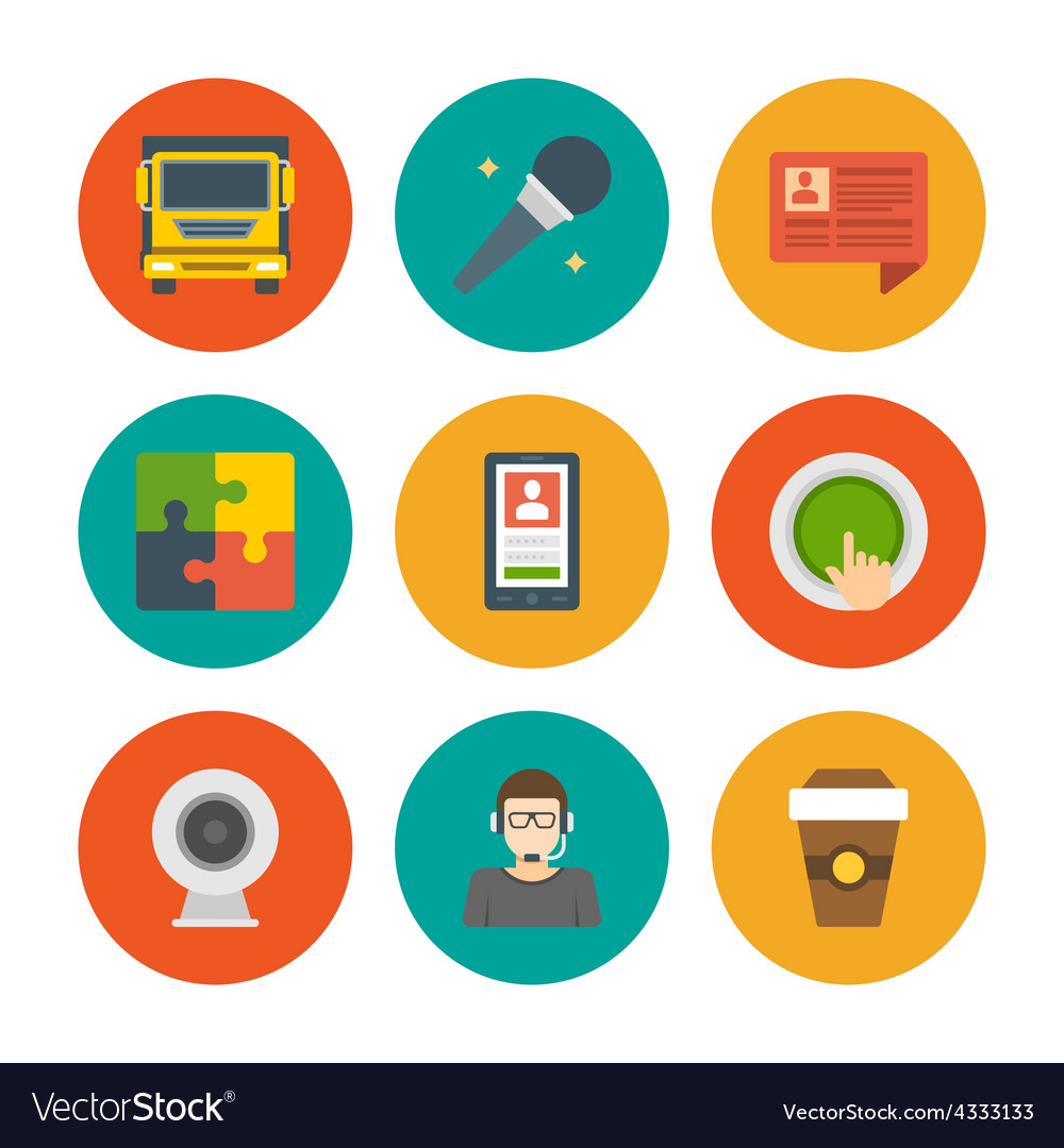 Flat Design Icons Symbols For Website And Vector Image