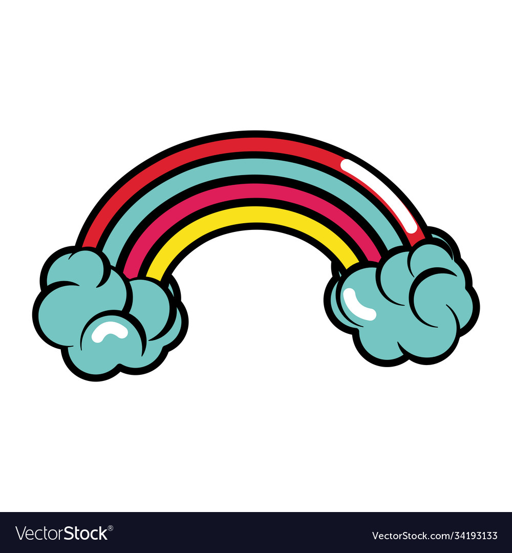 Magic rainbow pop art comic style flat icon Vector Image