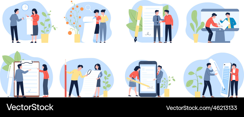 Person sign documents contract or agreement Vector Image