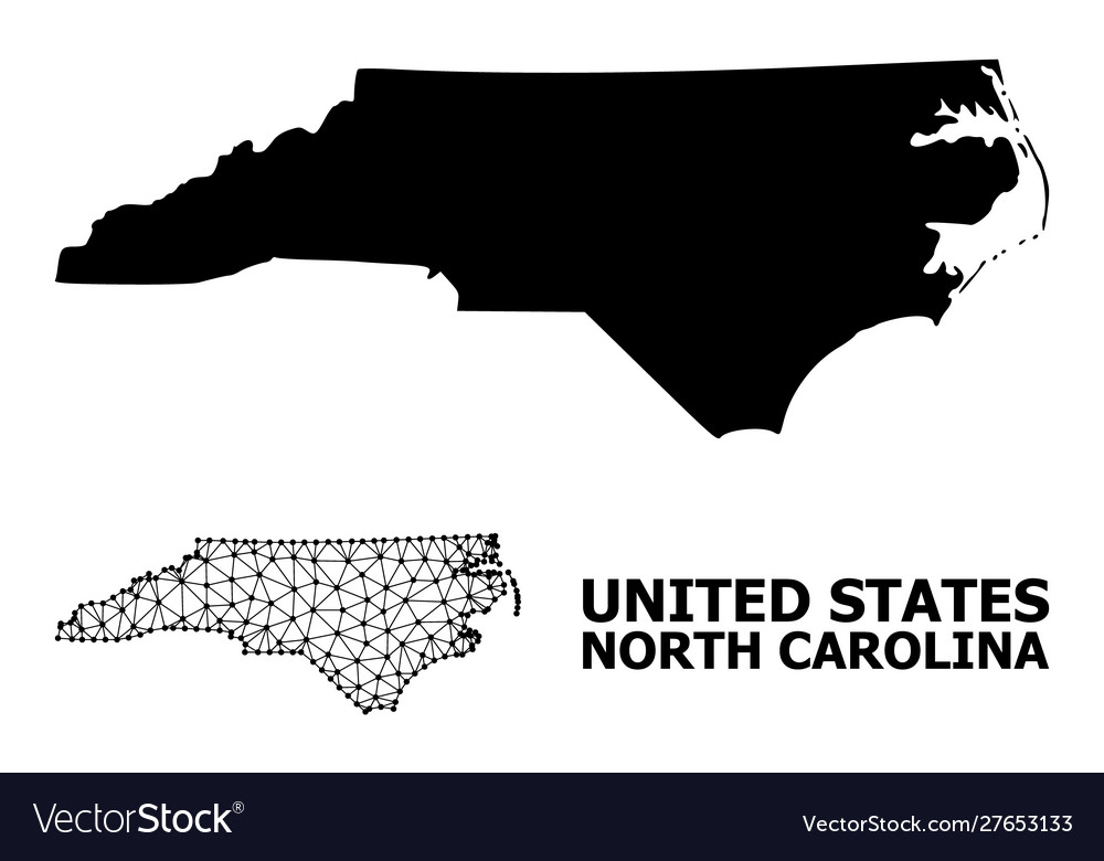 Solid And Carcass Map North Carolina State Vector Image