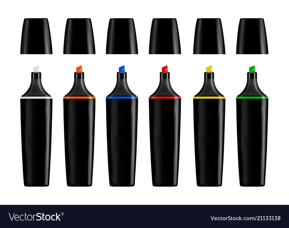 Colorful marker set on white background ill