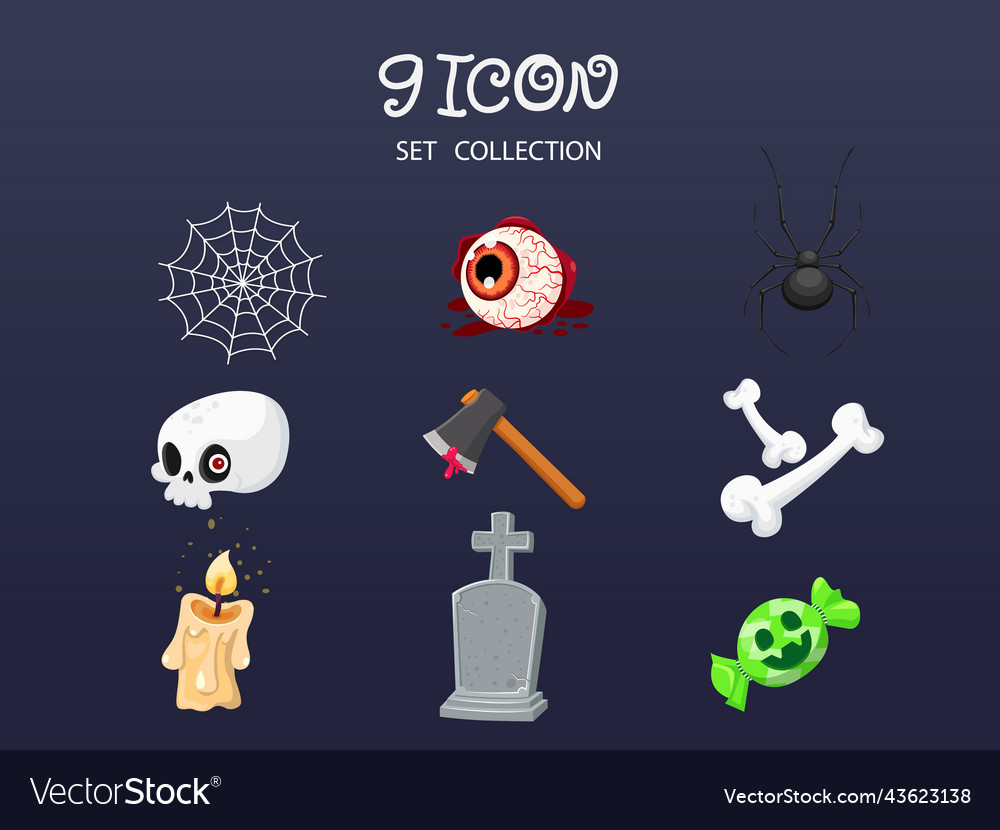 Halloween icon set collection concept cartoon