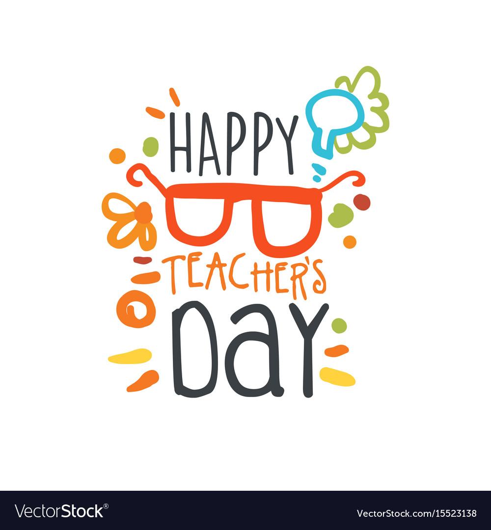 Happy teachers day label back to school logo Vector Image