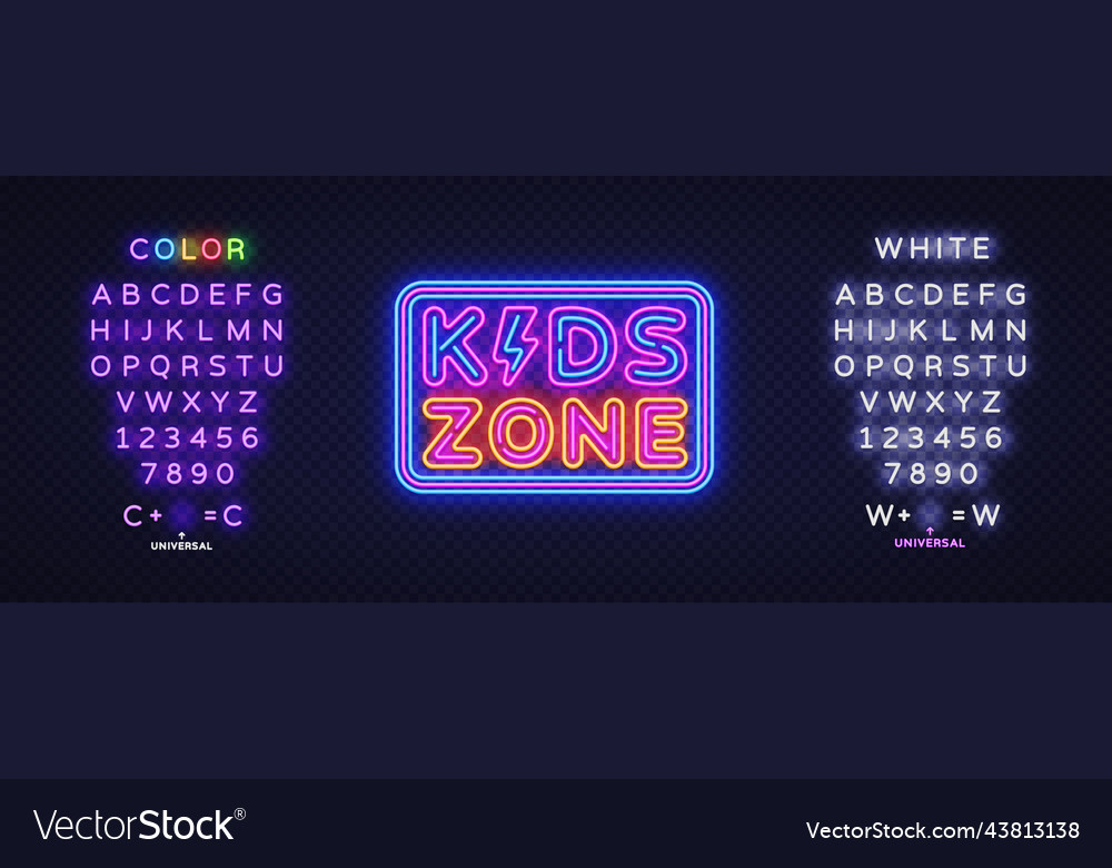 Kids zone neon for game background design