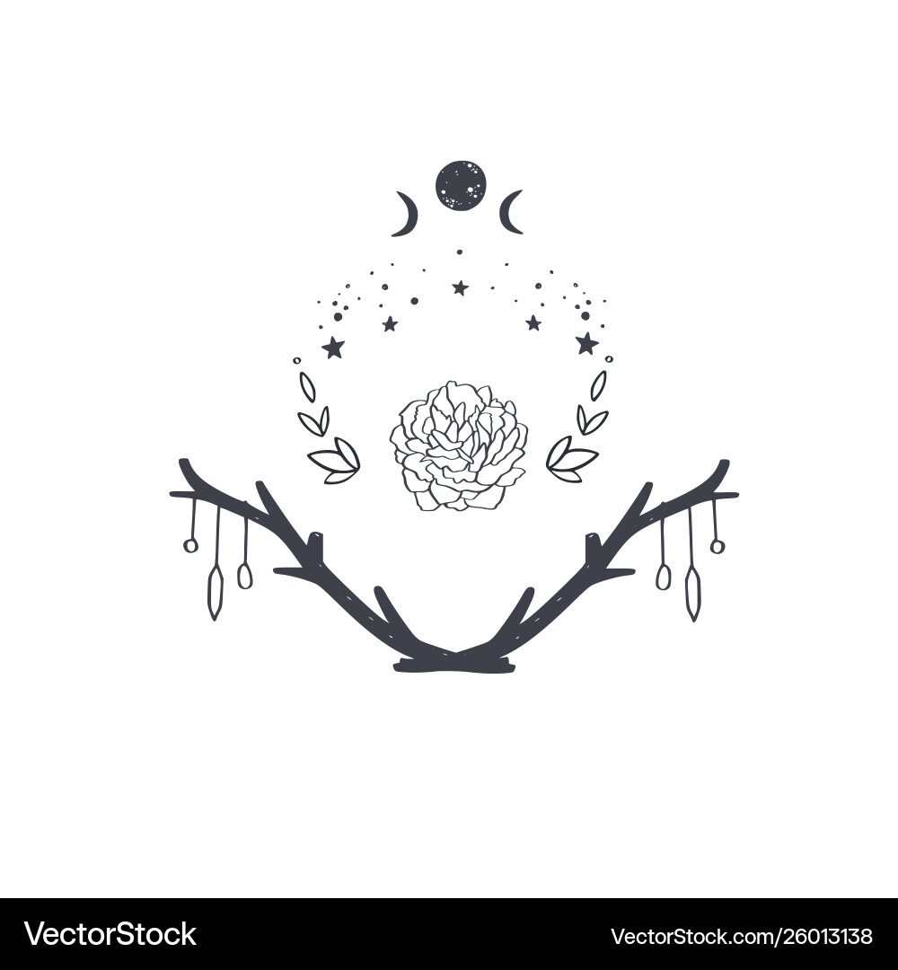 Pagan Vector Magical boho pagan composition Royalty Free Vector Image
