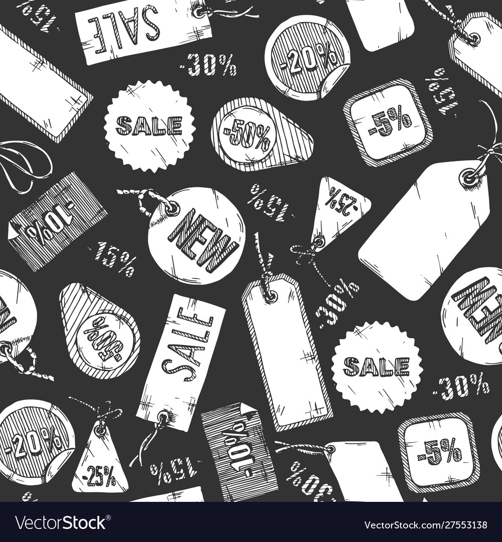 Pattern with sale labels Royalty Free Vector Image