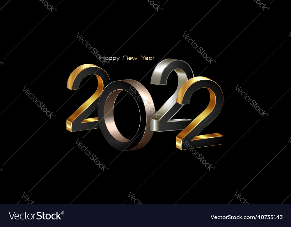 2022 new year golden bronze and silver numbers Vector Image