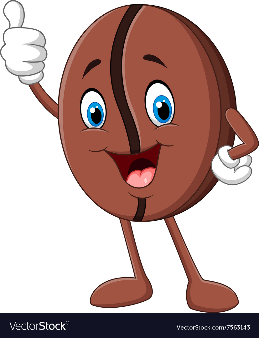 Download Cartoon funny Coffee bean giving thumb up Vector Image