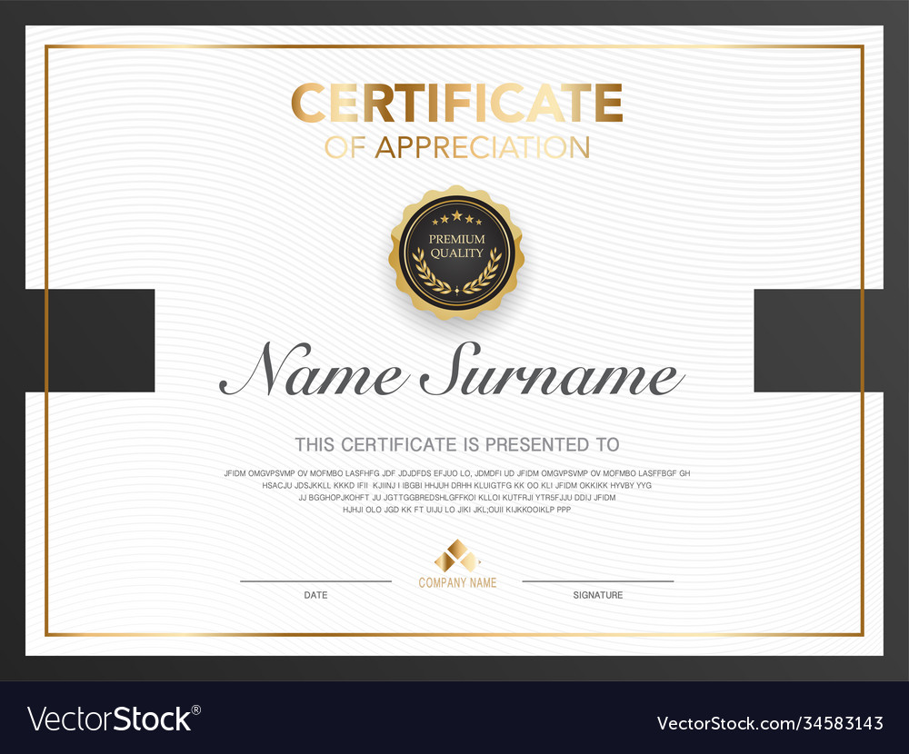 Diploma certificate template black and gold color Vector Image