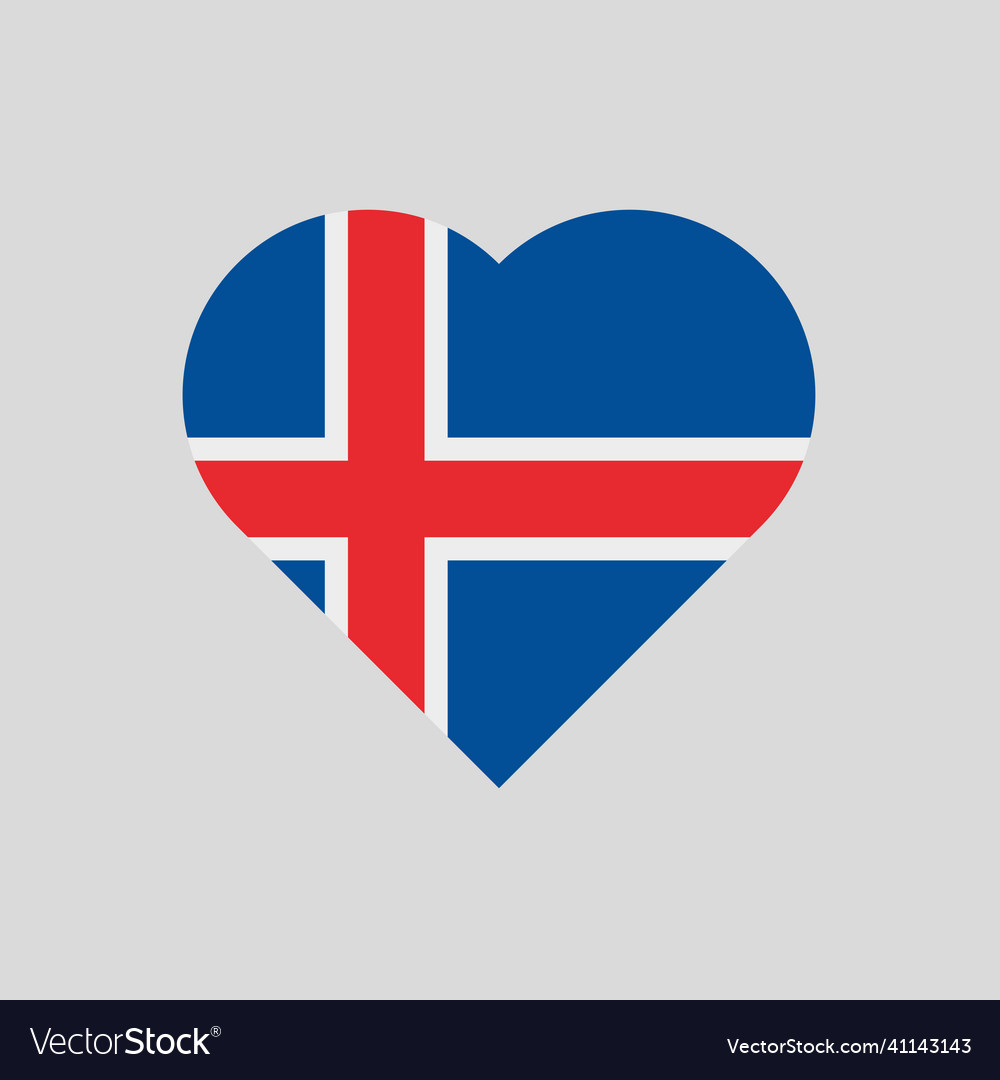 Flag of iceland in a heart shape Royalty Free Vector Image