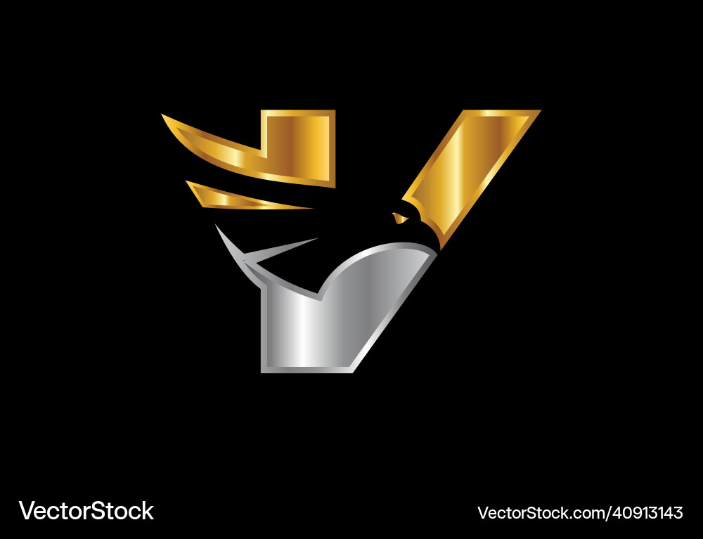 Initial v monogram letter with eagle head Vector Image