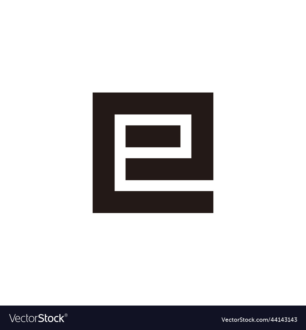 Letter e double square line geometric symbol