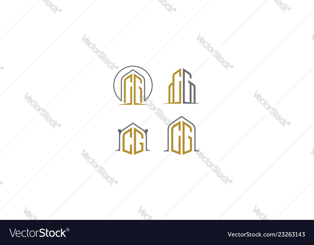 Line art modern building logo icon