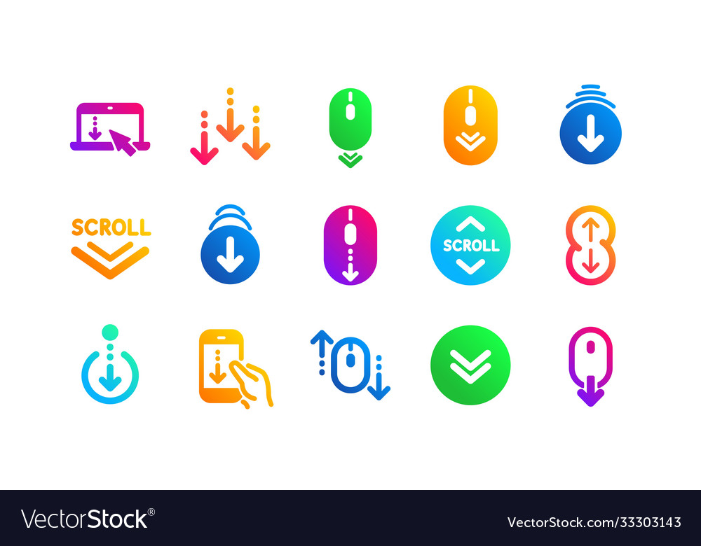 Scroll Down Icons Scrolling Mouse Landing Page Vector Image