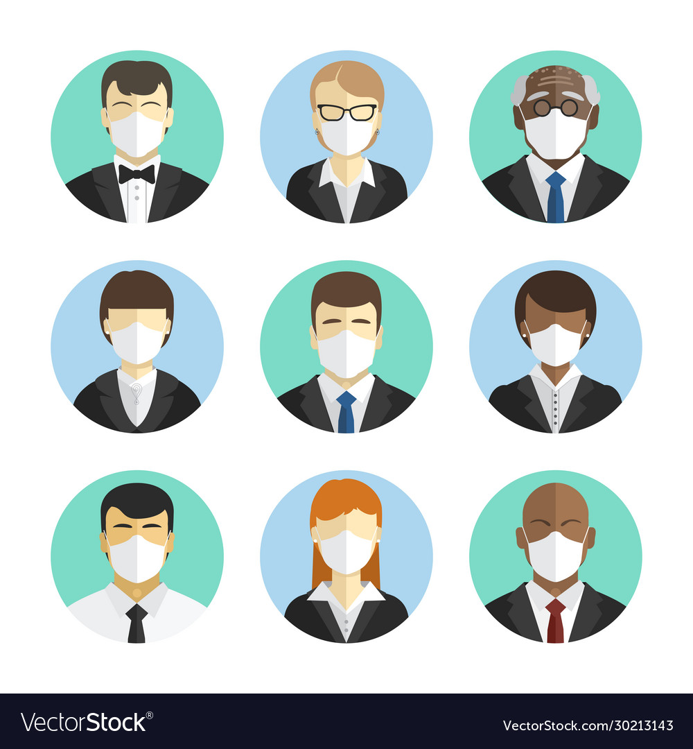 Set avatars people office workers