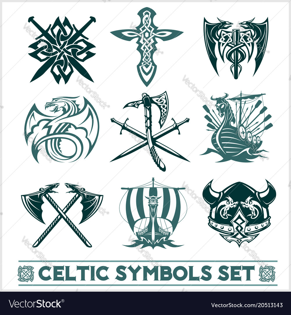 Set Of Celtic Symbols Icons Royalty Free Vector Image